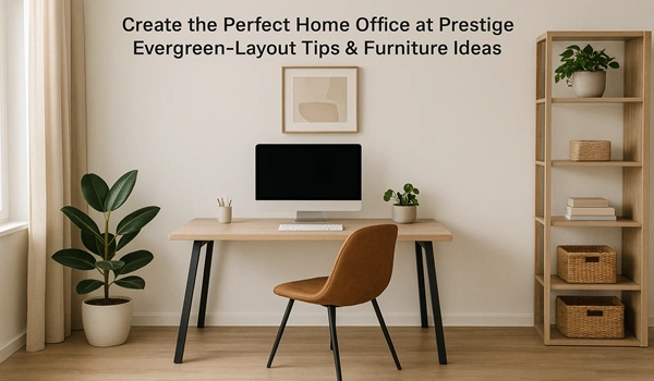 Modern home office setup at Prestige Evergreen with ergonomic furniture, layout tips, and workspace design ideas for productivity