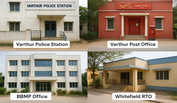 Essential government and civic offices near Prestige Evergreen Apartments in Varthur Bangalore