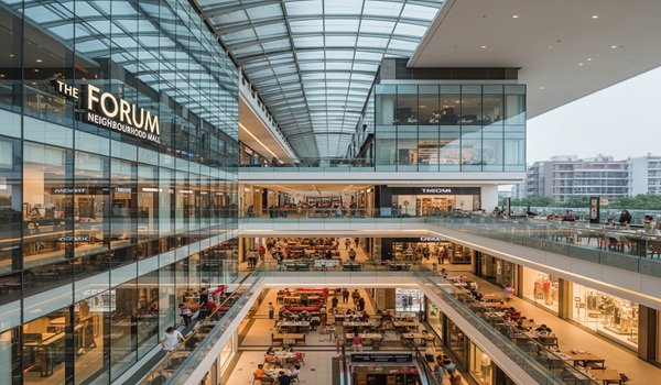 The Forum Neighbourhood Mall, a shopping and dining hub in Whitefield, located 1 km from Prestige Evergreen.