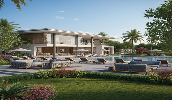 Key Amenity (Clubhouse & Pool) Prestige Evergreen: State-of-the-art clubhouse, swimming pool, modern design, lush landscaping.