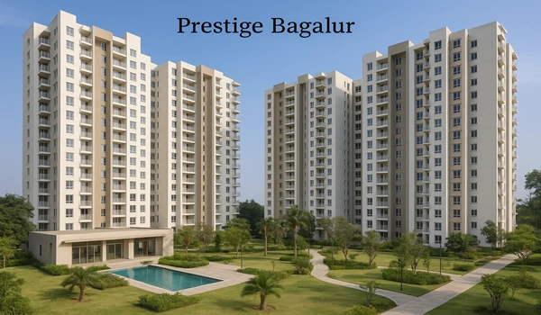 Prestige Bagalur luxury residential project exterior view with modern architecture and landscaped surroundings