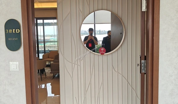 Entrance view of the 1486 sqft model unit at Prestige Evergreen featuring modern interior design and premium finishes