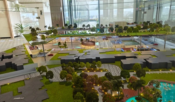 Leisure zone and amenities scale model at Prestige Evergreen