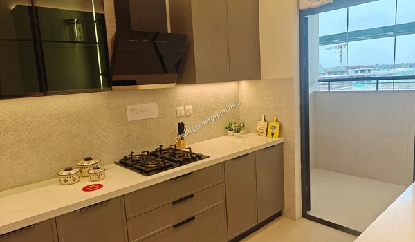 Official Unit Type F3 floor plan for Evergreen @ Prestige Raintree Park showcasing a detailed 3 BHK plus study configuration along with essential model unit disclaimers