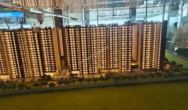 Wide-angle architectural model of Prestige Evergreen showcasing the entire residential community plan with integrated green zones and lifestyle amenities