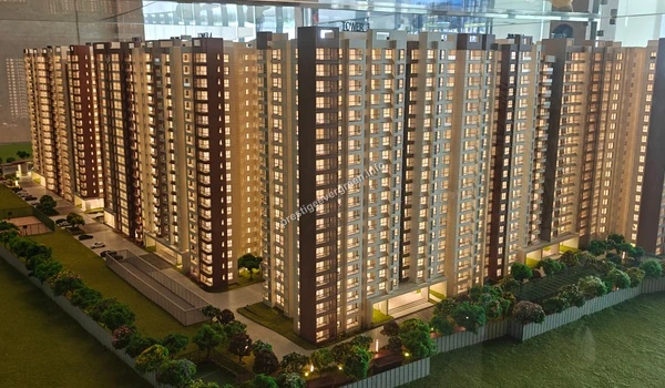 Wide-angle view of the Prestige Evergreen miniature model illustrating the comprehensive master plan and spacious distance between high-rise towers
