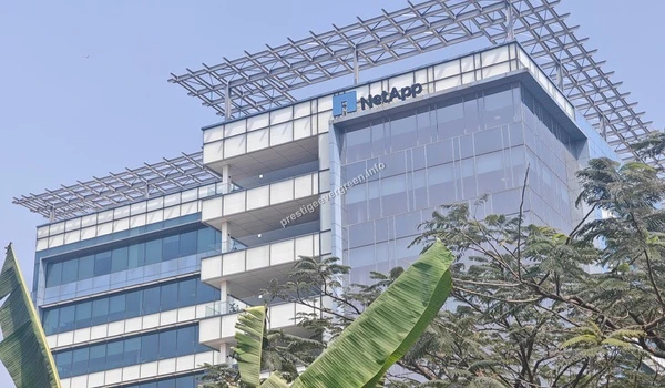 View of the NetApp corporate office building showcasing the major IT hubs near Prestige Evergreen