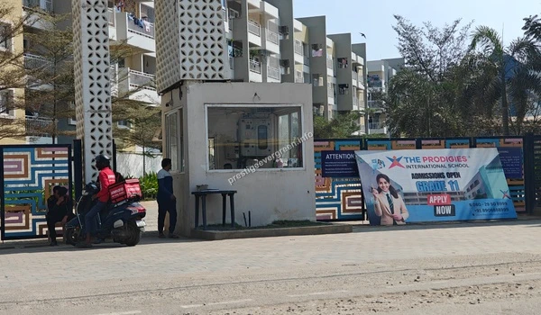 Admission banner for The Prodigies International School located near the Prestige Evergreen development highlighting academic opportunities