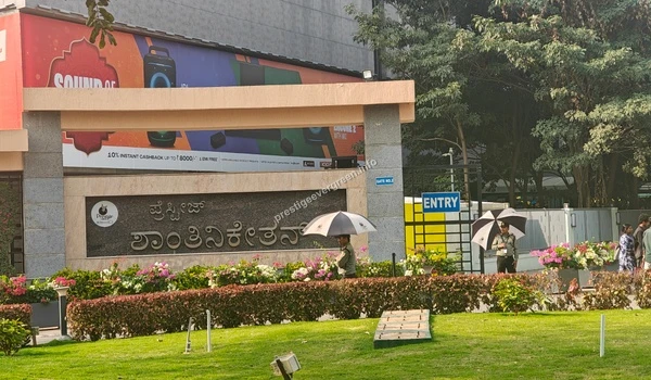 Entry gate signage view of Prestige Shantiniketan Tech Park near Prestige Evergreen