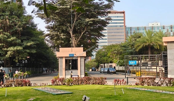 View of the security booth and exit gate at Prestige Shantiniketan near Prestige Evergreen