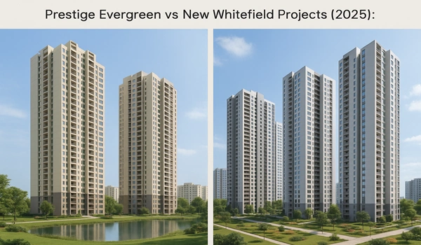 Prestige Evergreen vs New Whitefield real estate projects 2025 comparison – investment potential, amenities, lifestyle, property prices, and location advantages in Bangalore