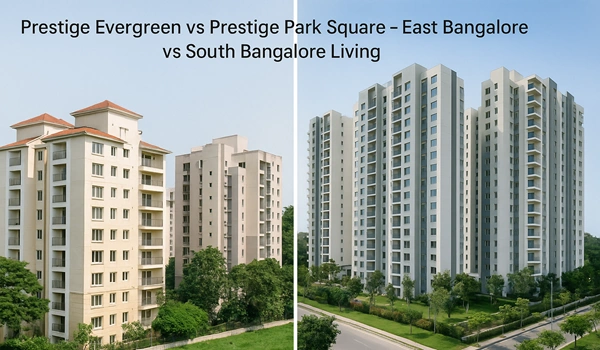Prestige Evergreen vs Prestige Park Square – Comparing East Bangalore vs South Bangalore residential living with lifestyle, connectivity, and investment potential
