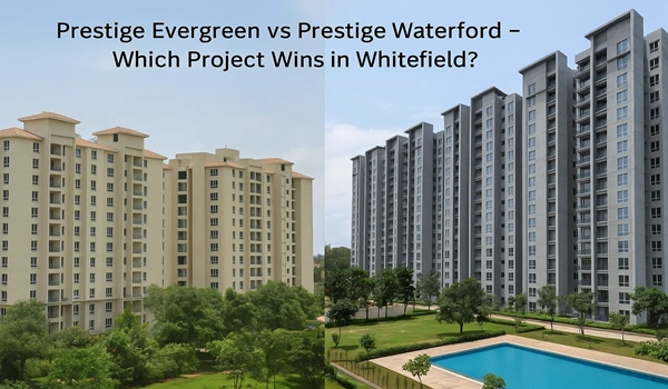 Prestige Evergreen vs Prestige Waterford comparison in Whitefield Bangalore – luxury apartments, location, amenities, and investment insights