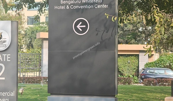 Directional signage board for the Sheraton Grand Bengaluru Whitefield Hotel and Convention Center near Prestige Evergreen
