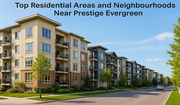 Map showing the top residential areas and neighbourhoods near Prestige Evergreen, highlighting nearby housing communities, local amenities, and connectivity options.