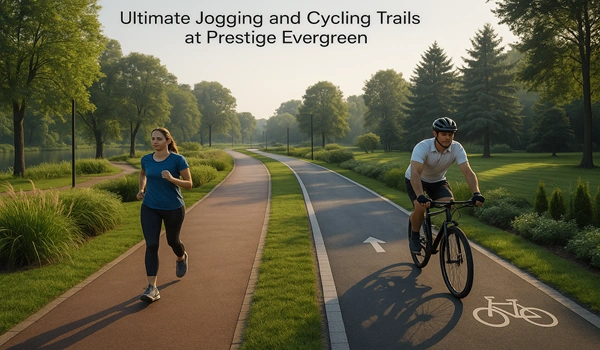 Ultimate jogging and cycling trails at Prestige Evergreen – scenic outdoor fitness paths for running and biking enthusiasts in a lush, green environment