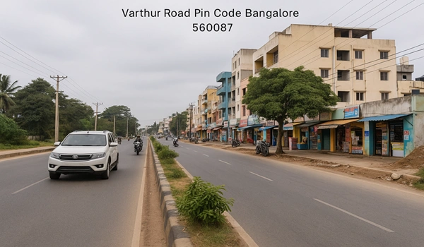 Varthur Road Bangalore Pin Code map highlighting the area with postal code details for easy navigation and local address reference