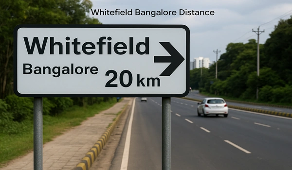 Distance from Whitefield, Bangalore to major landmarks and nearby locations with travel time details