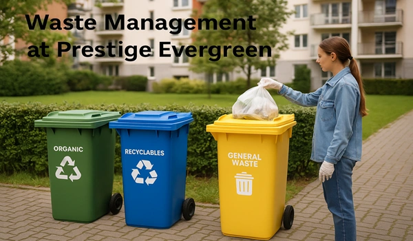 Waste management system at Prestige Evergreen ensures eco-friendly disposal and sustainability